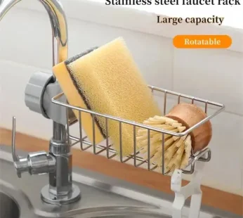 Stainless steel kitchen faucet storage shelf