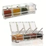 4 Grids Kitchen Transparent Seasoning Box Used For Salt Sugar And Pepper Clear Acrylic Seasoning Box with Cover and Spoon