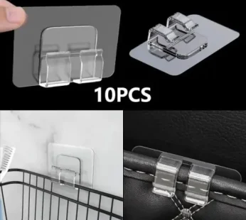 10 Pcs Grip-Master Strong-Hold Hooks – Heavy Duty Self-Adhesive Wall Hooks for Home & Kitchen Use (10 PCS)
