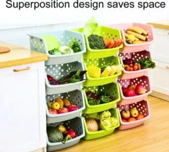 4 layer Storage Basket Multifunctional High Capacity, Durable ,Stackable, Hollow-Out Household Storage Rack