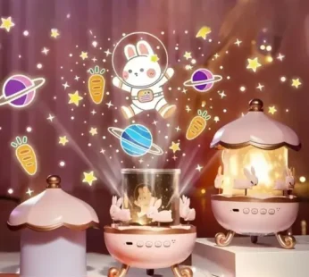 Bunny Carousel Night Light Projector – Rotating LED Star Projection Lamp for Kids Room & Magical Nursery Decor Rotatable Rabbit Night Lamp