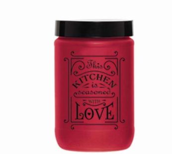 Decorated Square Storage Canister 2.0 Ltr. Red