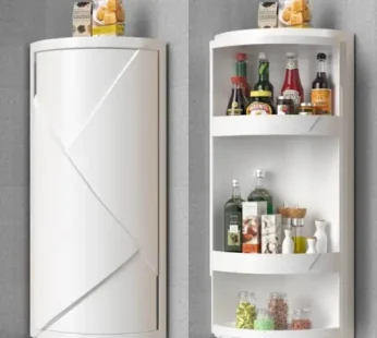 SB 360° Rotating Corner Shelf – Multi-Functional Wall-Mounted Storage Rack with Waterproof Cover